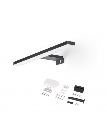 Emuca Faretto LED per specchio da bagno Leo (AC 230V 50Hz), 6 W, Verniciato nero, Tecnoplastica