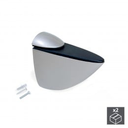 Emuca Reggipiano per mensole di legno/vetro Azor, 2, Verniciato alluminio, Tecnoplastica e Zama