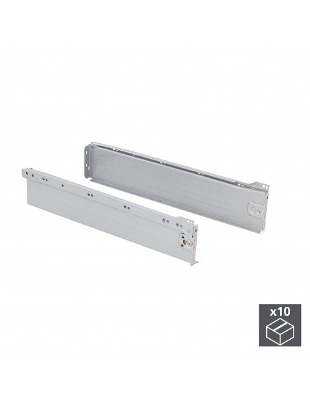 Emuca Kit cassetto per cucina Ultrabox, altezza 86 mm, prof. 450 mm, Acciaio, Grigio metallizzato, 10 u.