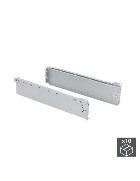 Emuca Kit cassetto per cucina Ultrabox, altezza 86 mm, prof. 350 mm, Acciaio, Grigio metallizzato, 10 u.
