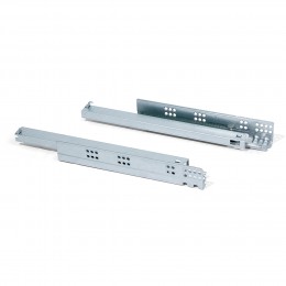 Emuca Guide a scomparsa Slippe per cassetti ad estrazione totale con chiusura soft, 590, Zincato bianco, Acciaio
