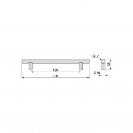Emuca Maniglie per mobile, interasse 160 mm, Acciaio inossidabile cavo, Verniciato nero, 25 u. 2
