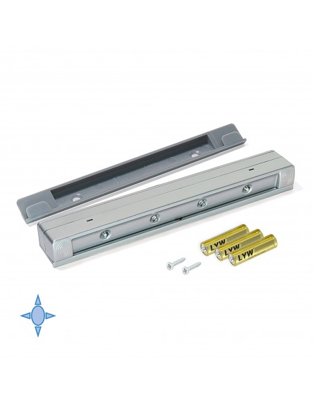 Emuca Luce LED a batterie per interno di cassetti Drawled con sensore a vibrazione e luce fredda, 0,6 W, Verniciato alluminio