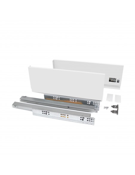 Emuca Cassetto esterno Vertex 40 kg altezza 131 mm, 400, Verniciato bianco, Acciaio