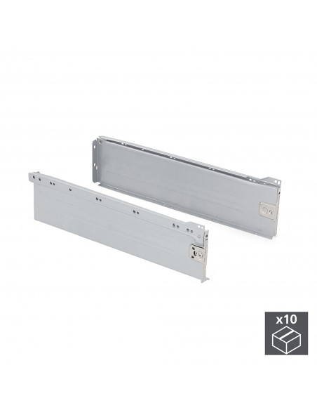 Emuca Kit cassetto per cucina Ultrabox, altezza 150 mm, prof. 550 mm, Acciaio, Grigio metallizzato, 10 u.