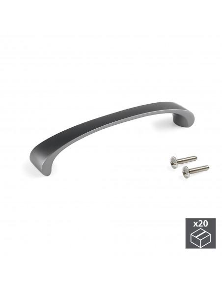 Emuca Maniglie per mobile, interasse 128 mm, Zama, Color Titanio, 20 u.