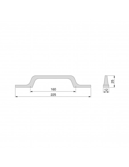 Emuca Maniglie per mobile, interasse 160 mm, Alluminio, Grigio scuro, 25 u.