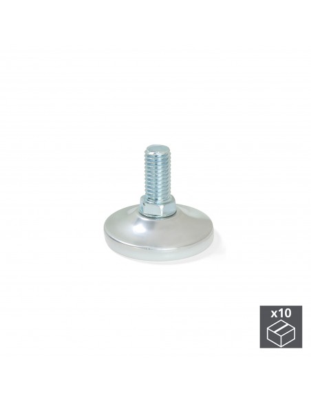 Emuca Regolabili per mobile, base circolare, M10, D. 43 mm, altezza 37 mm, Acciaio, 10 u.