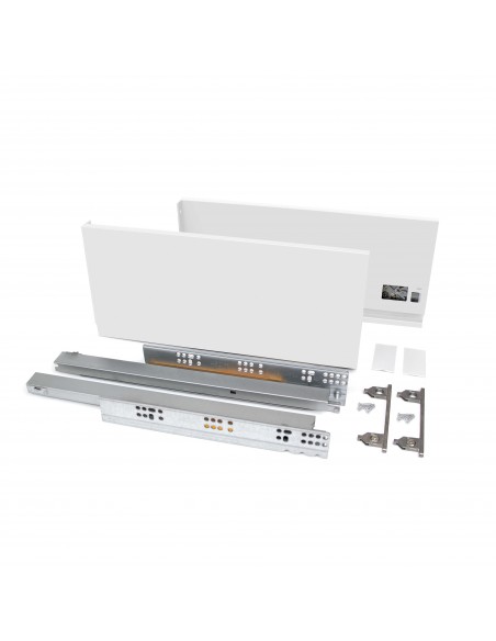 Emuca Cassetto esterno Vertex 40 kg altezza 178 mm, 400, Verniciato bianco, Acciaio