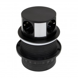 Emuca Multiconnettore Vertikal Push 100, Verniciato nero, Acciaio e Tecnoplastica