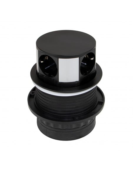 Emuca Multiconnettore Vertikal Push 100, Verniciato nero, Acciaio e Tecnoplastica