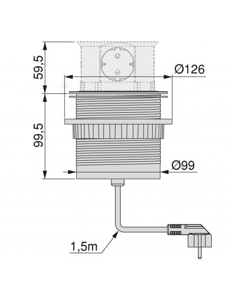 Emuca Multiconnettore Vertikal Push 100, Verniciato nero, Acciaio e Tecnoplastica