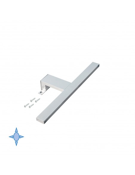 Emuca Applique LED per specchio da bagno Aquarius 300 - 450 mm, 300, Cromato brillo, Tecnoplastica e Alluminio