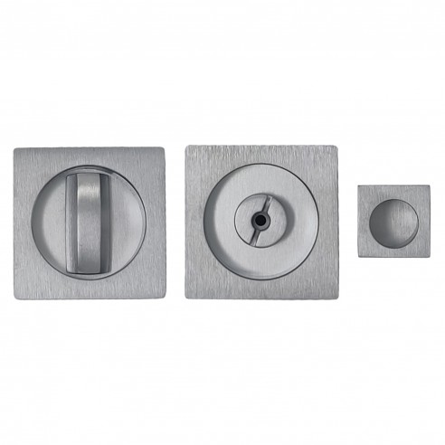 Maniglia per porta scorrevole quadrata con nottolino cromo satinato