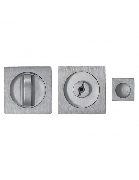 Maniglia per porta scorrevole quadrata con nottolino cromo satinato