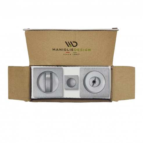 Maniglia per porta scorrevole quadrata con nottolino cromo satinato