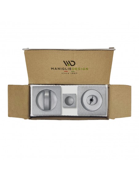 Maniglia per porta scorrevole quadrata con nottolino cromo satinato