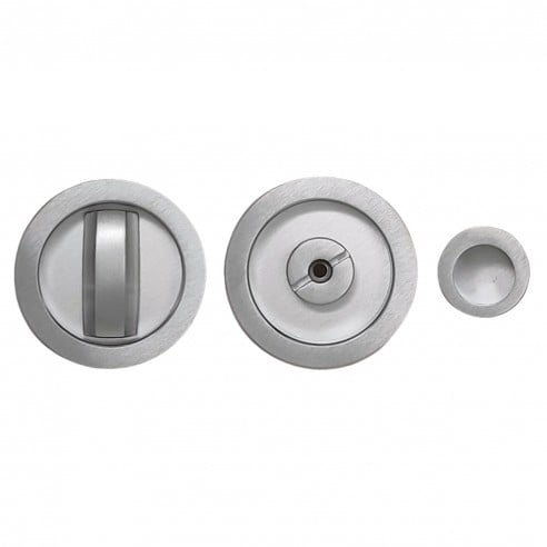 Maniglia per porta scorrevole tonda con nottolino cromo satinato