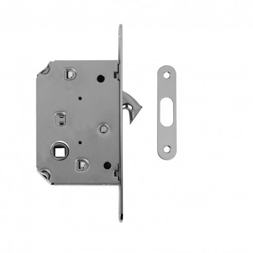 Maniglia per porta scorrevole tonda con nottolino cromo satinato