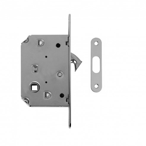 Maniglia per porta scorrevole quadrata con nottolino cromo satinato