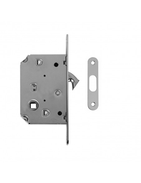 Maniglia per porta scorrevole quadrata con nottolino cromo satinato