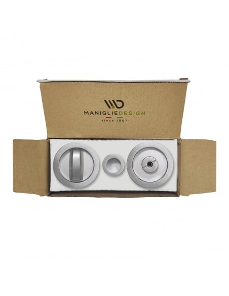 Maniglia per porta scorrevole tonda con nottolino cromo satinato