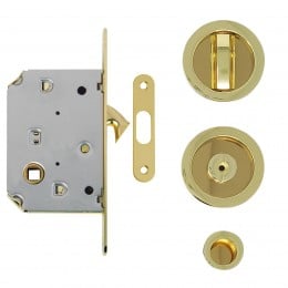 Maniglia per porta scorrevole tonda con nottolino ottone lucido