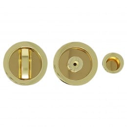 Maniglia per porta scorrevole tonda con nottolino ottone lucido 2