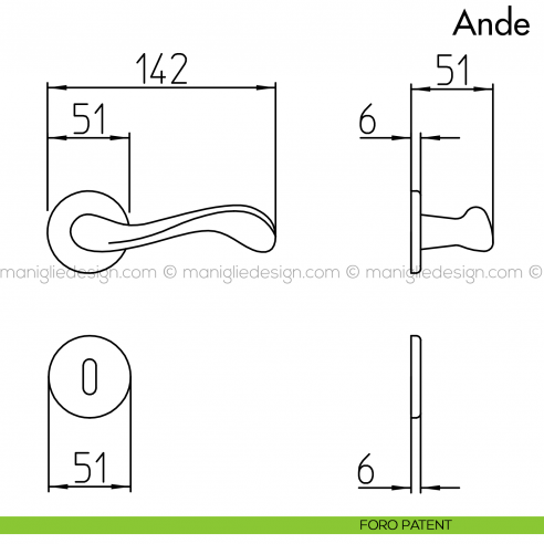 Maniglia per porta Ande Mandelli foro patent