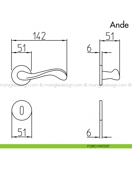 Maniglia per porta Ande Mandelli foro patent