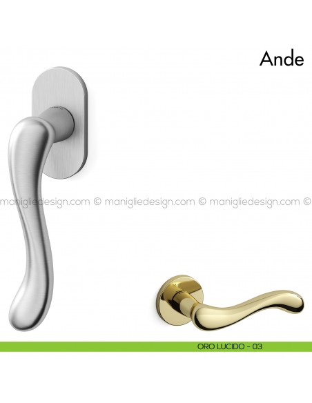 Maniglia per finestra martellina DK Ande Mandelli oro