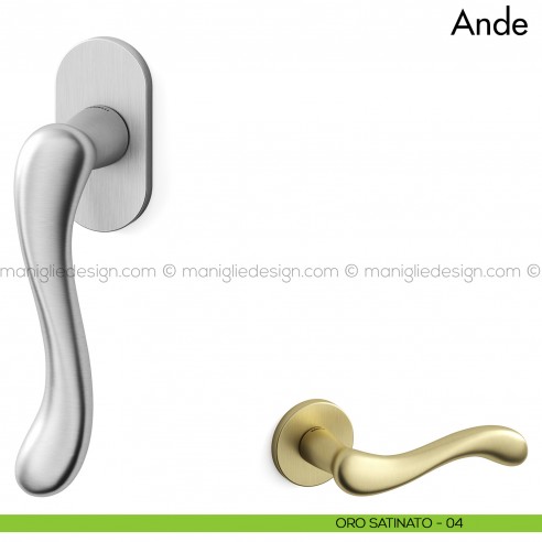 Maniglia per finestra martellina DK Ande Mandelli oro satinato