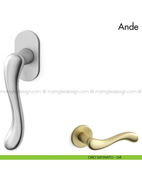Maniglia per finestra martellina DK Ande Mandelli oro satinato
