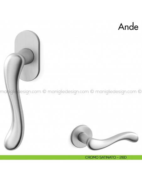 Maniglia per finestra martellina DK Ande Mandelli cromo satinato