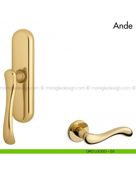 Maniglia per finestra cremonese Ande Mandelli oro