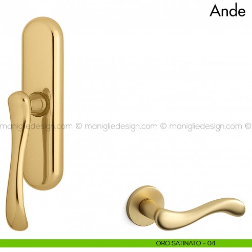 Maniglia per finestra cremonese Ande Mandelli oro satinato