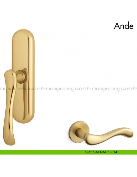 Maniglia per finestra cremonese Ande Mandelli oro satinato