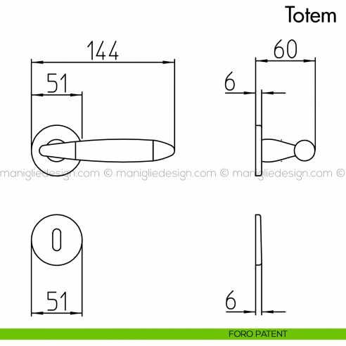 Maniglia per porta Totem Mandelli foro patent