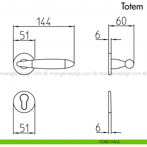 Maniglia per porta Totem Mandelli foro yale