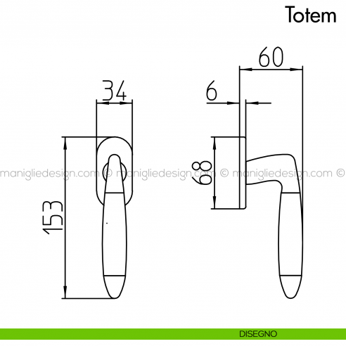 Maniglia per Finestra Martellina DK Totem Mandelli