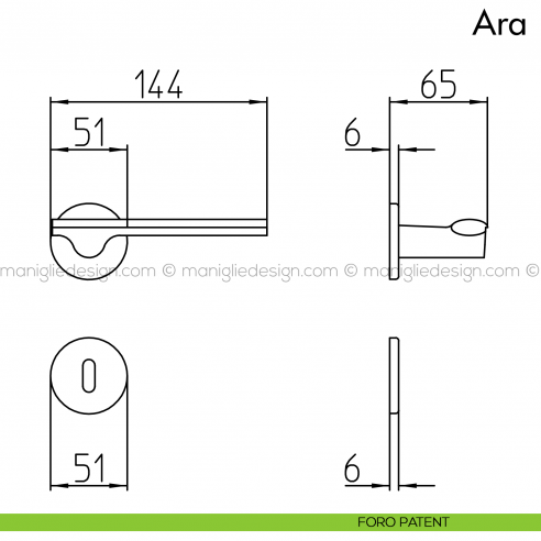 Maniglia per porta Ara Mandelli foro patent