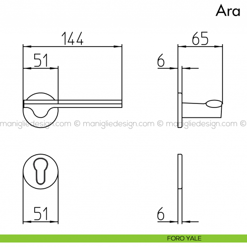 Maniglia per porta Ara Mandelli foro yale