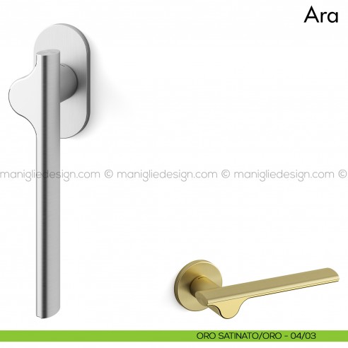 Maniglia per finestra martellina DK Ara Mandelli oro satinato - oro