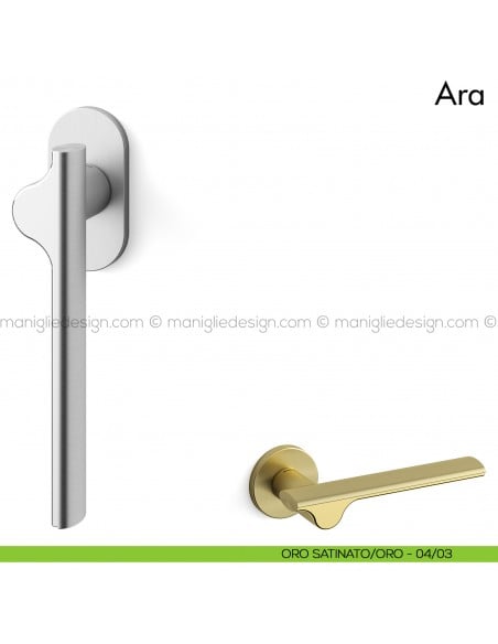 Maniglia per finestra martellina DK Ara Mandelli oro satinato - oro