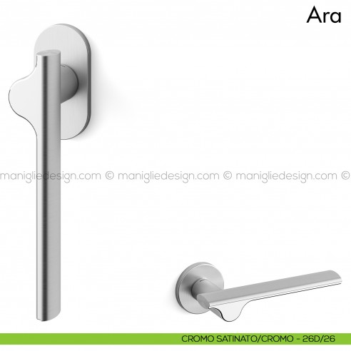 Maniglia per finestra martellina DK Ara Mandelli cromo satinato - cromo