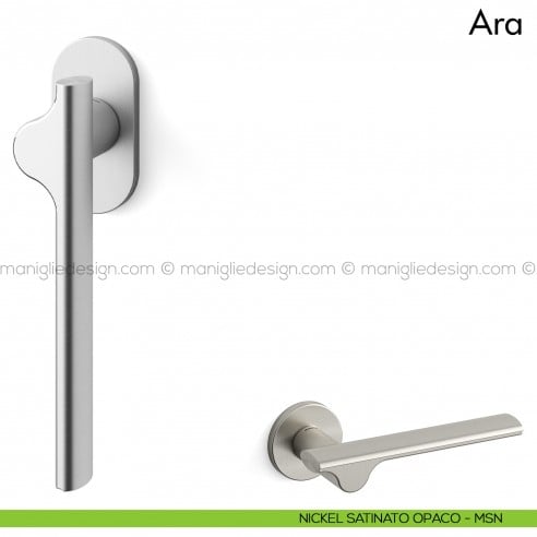 Maniglia per finestra martellina DK Ara Mandelli nickel satinato opaco