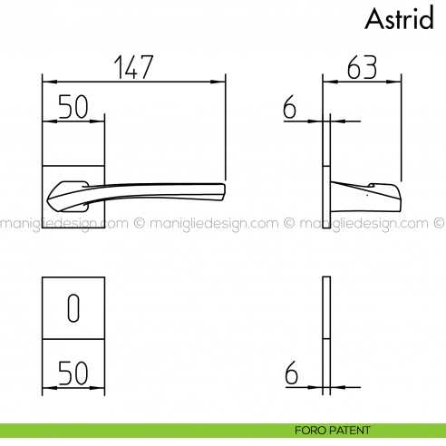 Maniglia per porta Astrid Mandelli foro patent