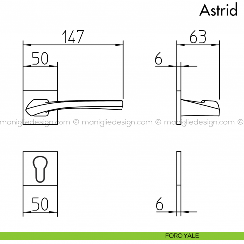 Maniglia per porta Astrid Mandelli foro yale