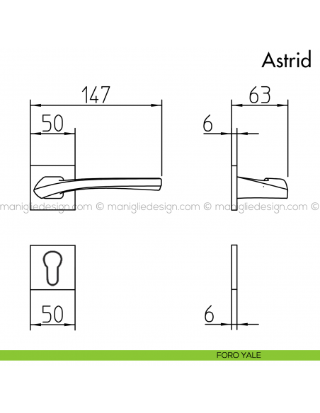 Maniglia per porta Astrid Mandelli foro yale