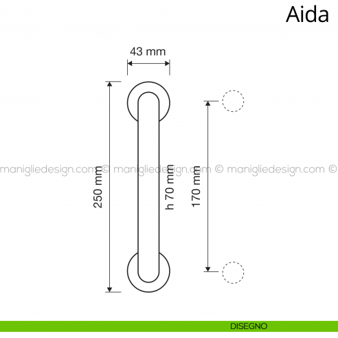 Maniglione per porta Aida Linea Calì con rosette disegno
